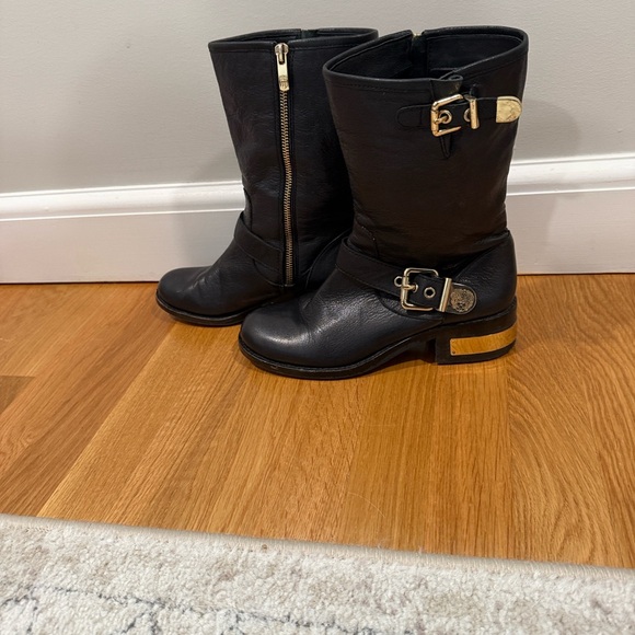 Vince Camuto Shoes - Vince Camuto Black Ankle Boots with Gold Accents